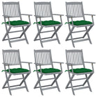 Garden chairs 6 pcs foldable with cushions solid acacia wood