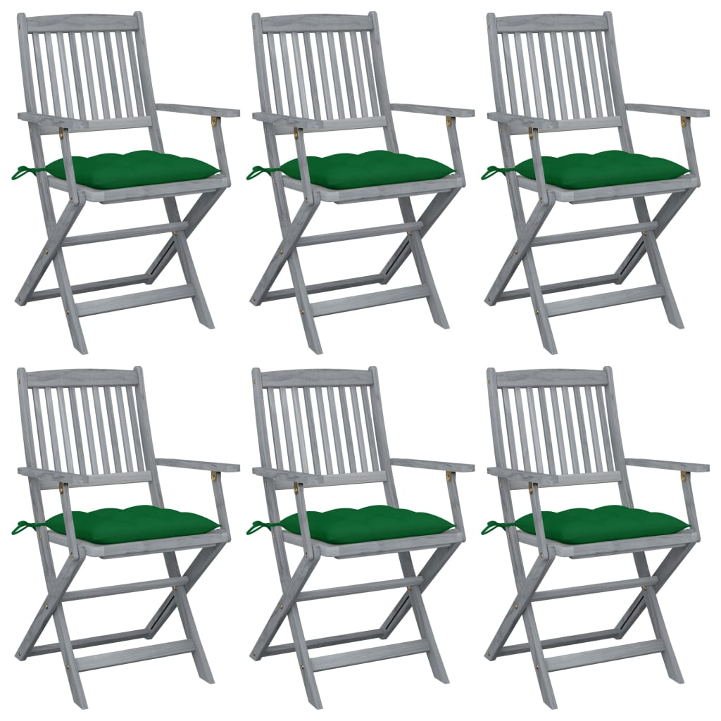 Tuinstoelen 6 St Inklapbaar Met Kussens Massief Acaciahout Groen