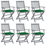 Garden chairs 6 pcs foldable with cushions solid acacia wood
