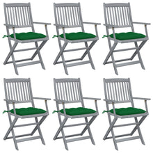 Tuinstoelen 6 St Inklapbaar Met Kussens Massief Acaciahout Groen