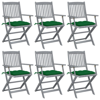 Tuinstoelen 6 St Inklapbaar Met Kussens Massief Acaciahout Groen