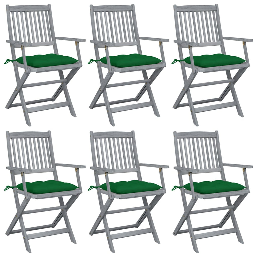 Tuinstoelen 6 St Inklapbaar Met Kussens Massief Acaciahout Groen
