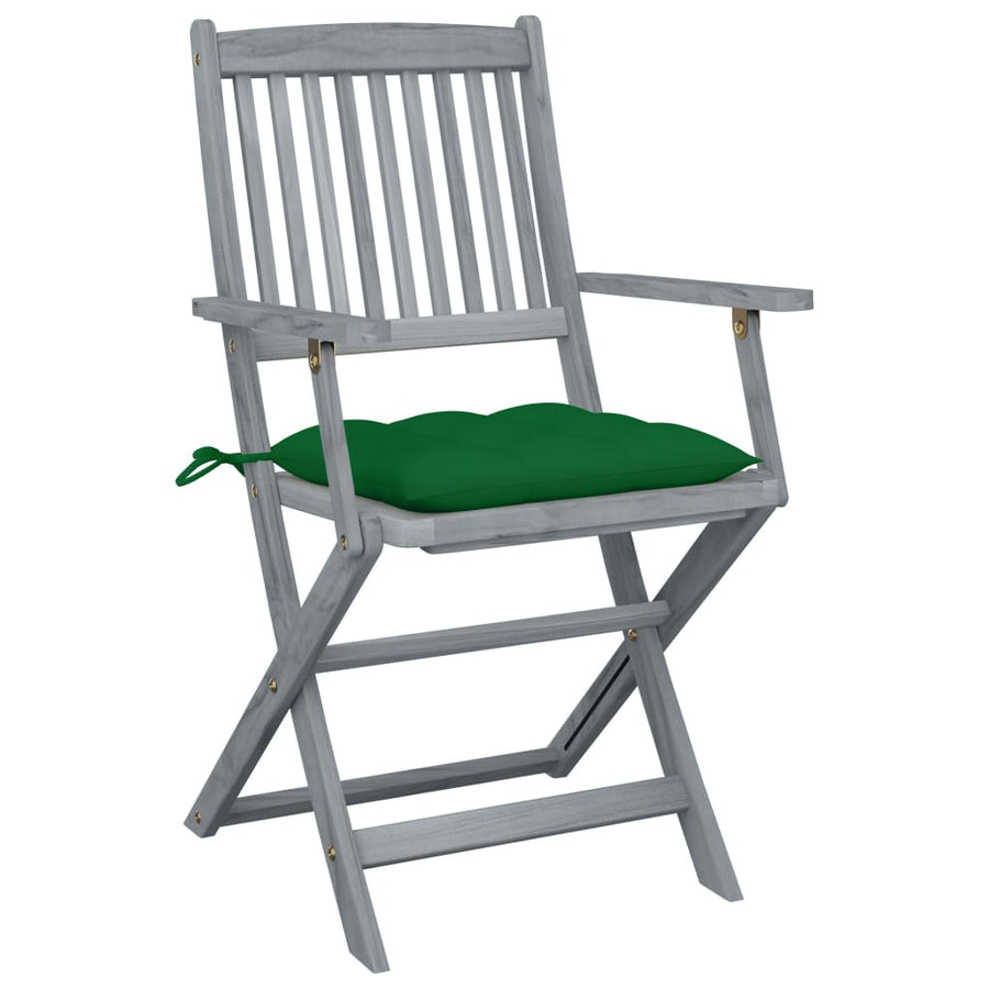 Tuinstoelen 6 St Inklapbaar Met Kussens Massief Acaciahout Groen