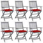 Folding Garden Chairs with Cushions Solid Acacia Wood 6