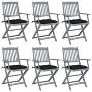 Tuinstoelen massief acaciahout inklapbaar 6 stuks