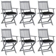 Tuinstoelen 6 st inklapbaar met kussens massief acaciahout
