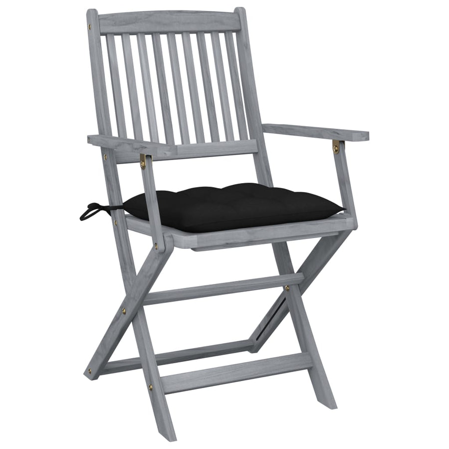 Tuinstoelen 6 st inklapbaar met kussens massief acaciahout