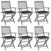 Garden chairs 6 pcs foldable with cushions solid acacia wood