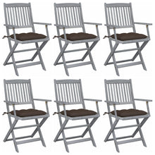 Tuinstoelen 6 St Inklapbaar Met Kussens Massief Acaciahout Taupe