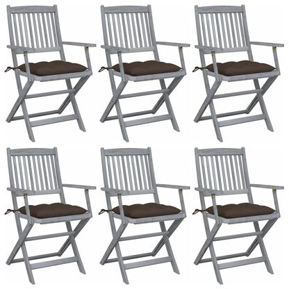 Tuinstoelen 6 St Inklapbaar Met Kussens Massief Acaciahout Taupe