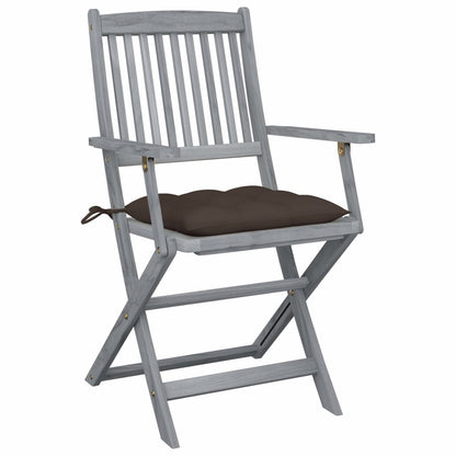Tuinstoelen 6 St Inklapbaar Met Kussens Massief Acaciahout Taupe