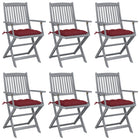 Folding Garden Chairs with Cushions Solid Acacia Wood 6