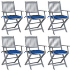 Folding Garden Chairs with Cushions Solid Acacia Wood 6