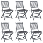 Garden chairs 6 pcs foldable with cushions solid acacia wood