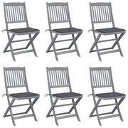 Tuinstoelen 6 st massief acaciahout inklapbaar met kussens