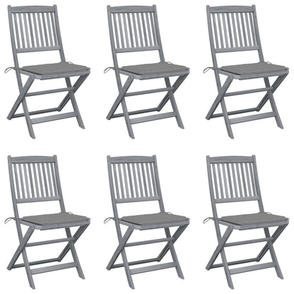 Tuinstoelen Inklapbaar Met Kussens Massief Acaciahout 6 Grijs