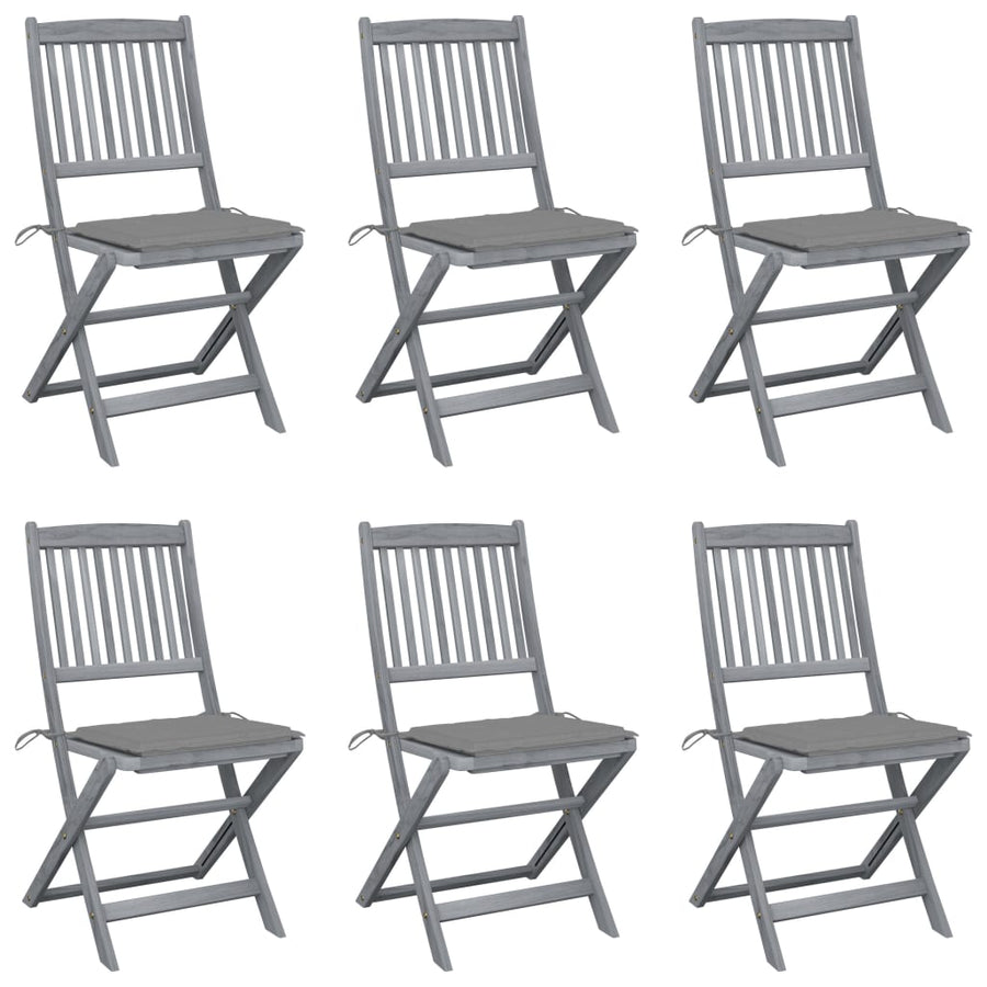 Tuinstoelen Inklapbaar Met Kussens Massief Acaciahout 6 Grijs