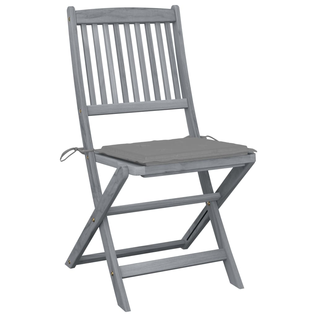 Tuinstoelen Inklapbaar Met Kussens Massief Acaciahout 6 Grijs