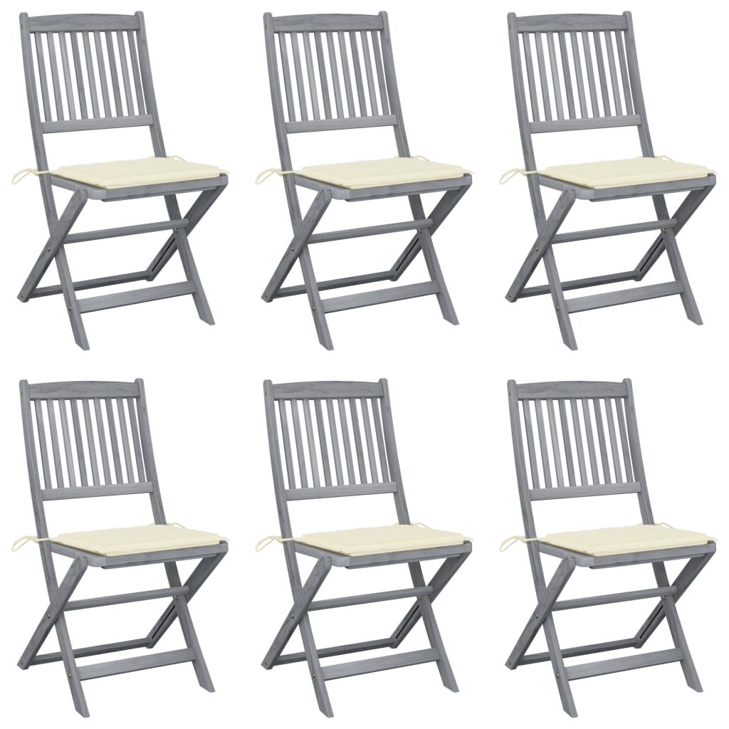 Tuinstoelen 6 St Inklapbaar Met Kussens Massief Acaciahout 1 Crème