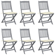Tuinstoelen 6 st massief acaciahout inklapbaar crème