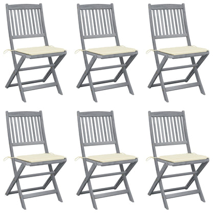 Tuinstoelen 6 St Inklapbaar Met Kussens Massief Acaciahout 1 Crème