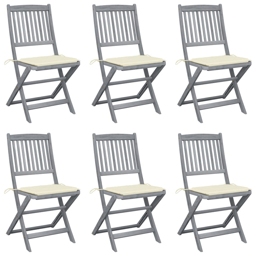 Tuinstoelen 6 St Inklapbaar Met Kussens Massief Acaciahout 1 Crème