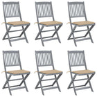 Tuinstoelen 6 stuks massief acaciahout inklapbaar