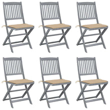 Tuinstoelen 6 st inklapbaar met kussens massief acaciahout
