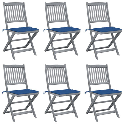 Tuinstoelen Inklapbaar Met Kussens Massief Acaciahout 6 Blauw