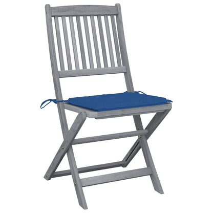 Tuinstoelen Inklapbaar Met Kussens Massief Acaciahout 6 Blauw