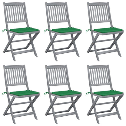 Tuinstoelen inklapbaar 6 st met kussens massief acaciahout