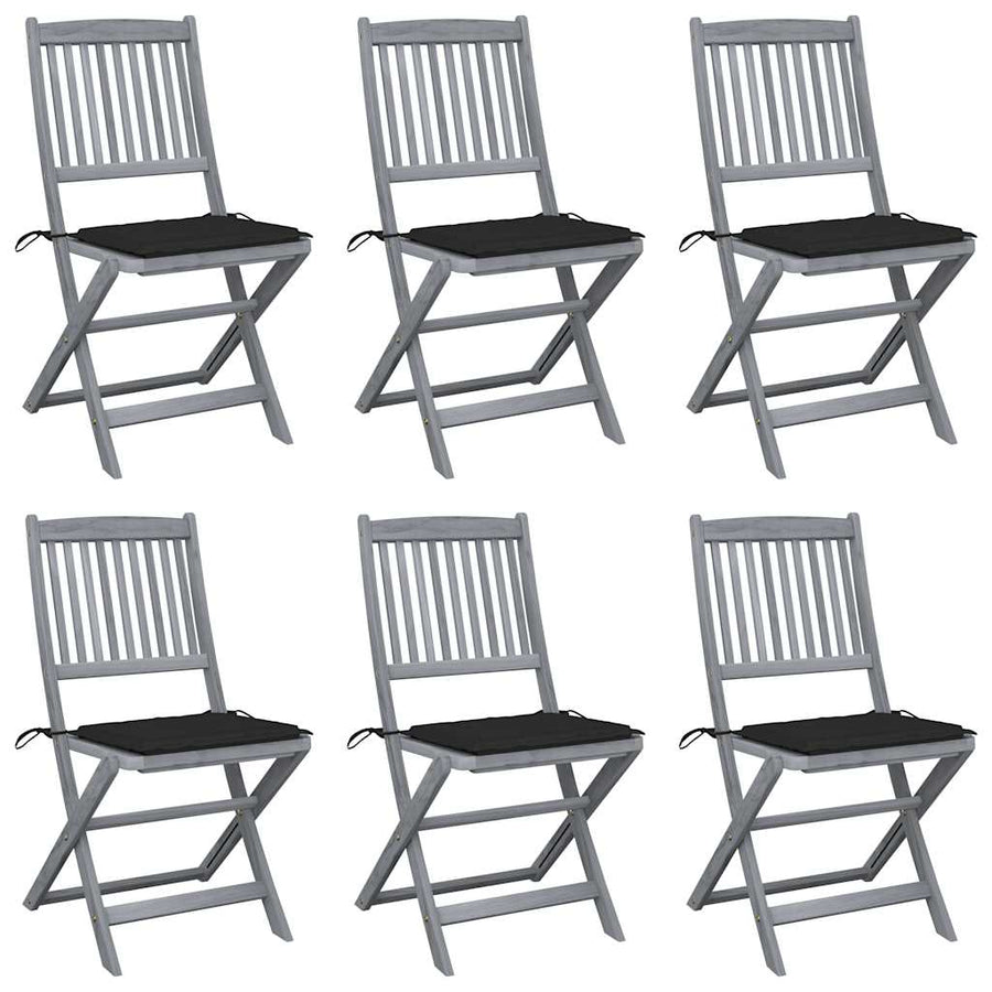 Tuinstoelen 6 st inklapbaar met kussens massief acaciahout