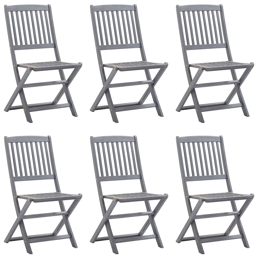 Tuinstoelen 6 st inklapbaar met kussens massief acaciahout