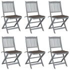 Tuinstoelen inklapbaar massief acaciahout 6 stuks taupe