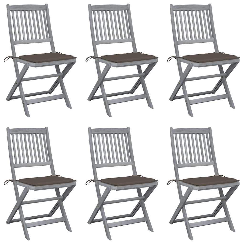 Tuinstoelen Inklapbaar Met Kussens Massief Acaciahout 6 Taupe