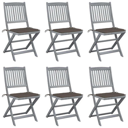 Tuinstoelen Inklapbaar Met Kussens Massief Acaciahout 6 Taupe