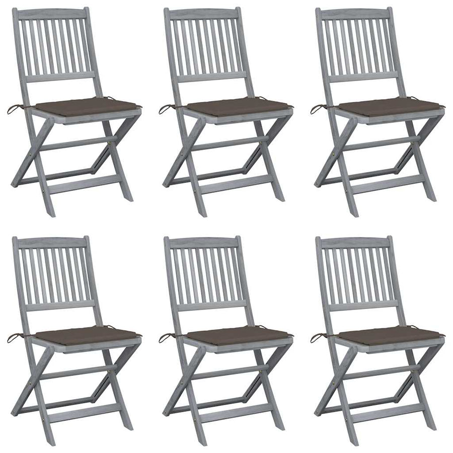 Tuinstoelen Inklapbaar Met Kussens Massief Acaciahout 6 Taupe