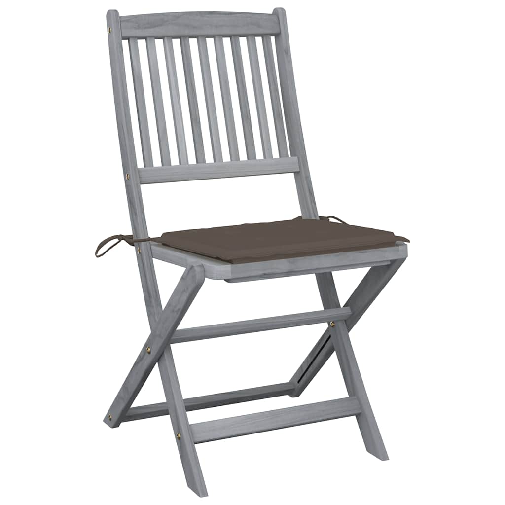 Tuinstoelen Inklapbaar Met Kussens Massief Acaciahout 6 Taupe