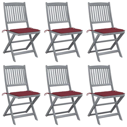 Tuinstoelen 6 st inklapbaar met kussens massief acaciahout
