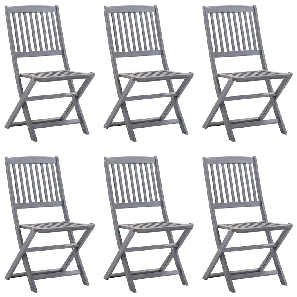 Tuinstoelen 6 st inklapbaar met kussens massief acaciahout