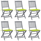 Garden chairs 6 pcs foldable with cushions solid acacia wood