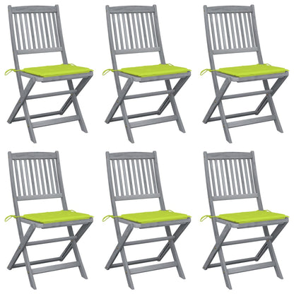 Tuinstoelen 6 St Inklapbaar Met Kussens Massief Acaciahout Heldergroen