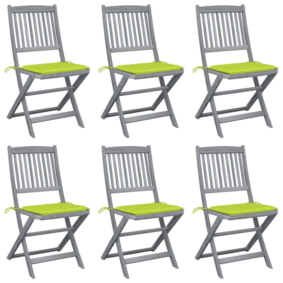 Tuinstoelen 6 St Inklapbaar Met Kussens Massief Acaciahout Heldergroen
