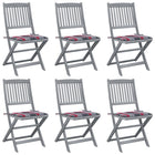 Tuinstoel massief acaciahout greywash inklapbaar 6 stuks