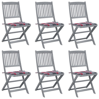 Tuinstoelen 6 st inklapbaar met kussens massief acaciahout