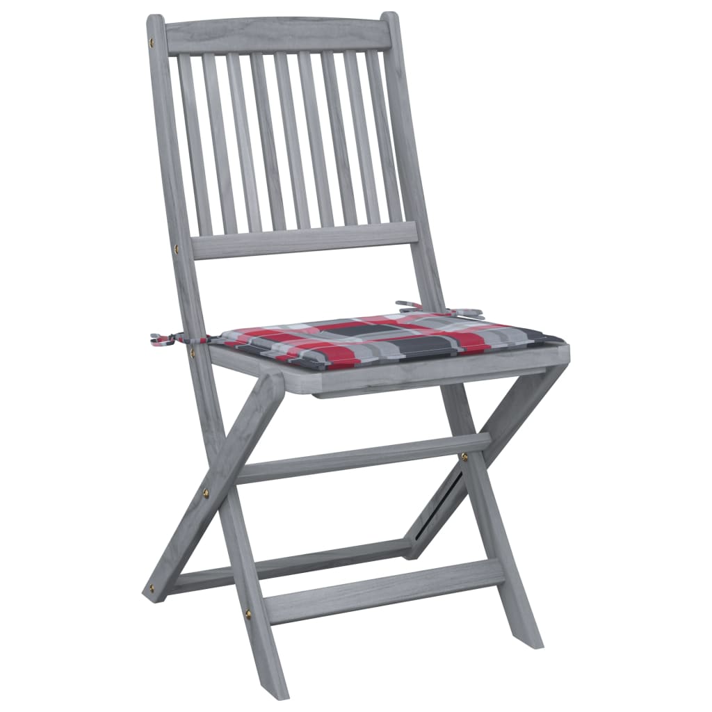 Tuinstoelen 6 st inklapbaar met kussens massief acaciahout