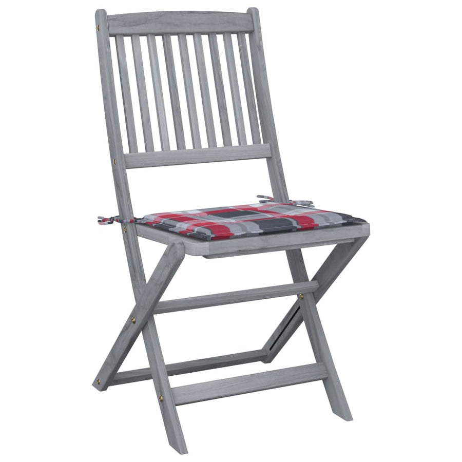 Tuinstoelen 6 st inklapbaar met kussens massief acaciahout