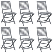 Tuinstoelen 6 st massief acaciahout inklapbaar met kussens