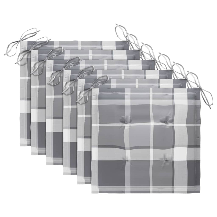 Tuinstoelen Inklapbaar Met Kussens Massief Acaciahout 6 Grijs ruitpatroon