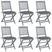 Tuinstoelen 6 st massief acaciahout inklapbaar